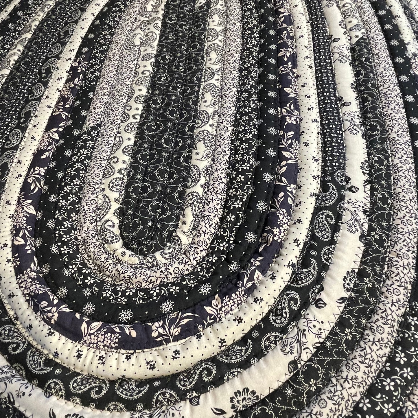 Black and Cream Jellyroll Rug for Kitchen
