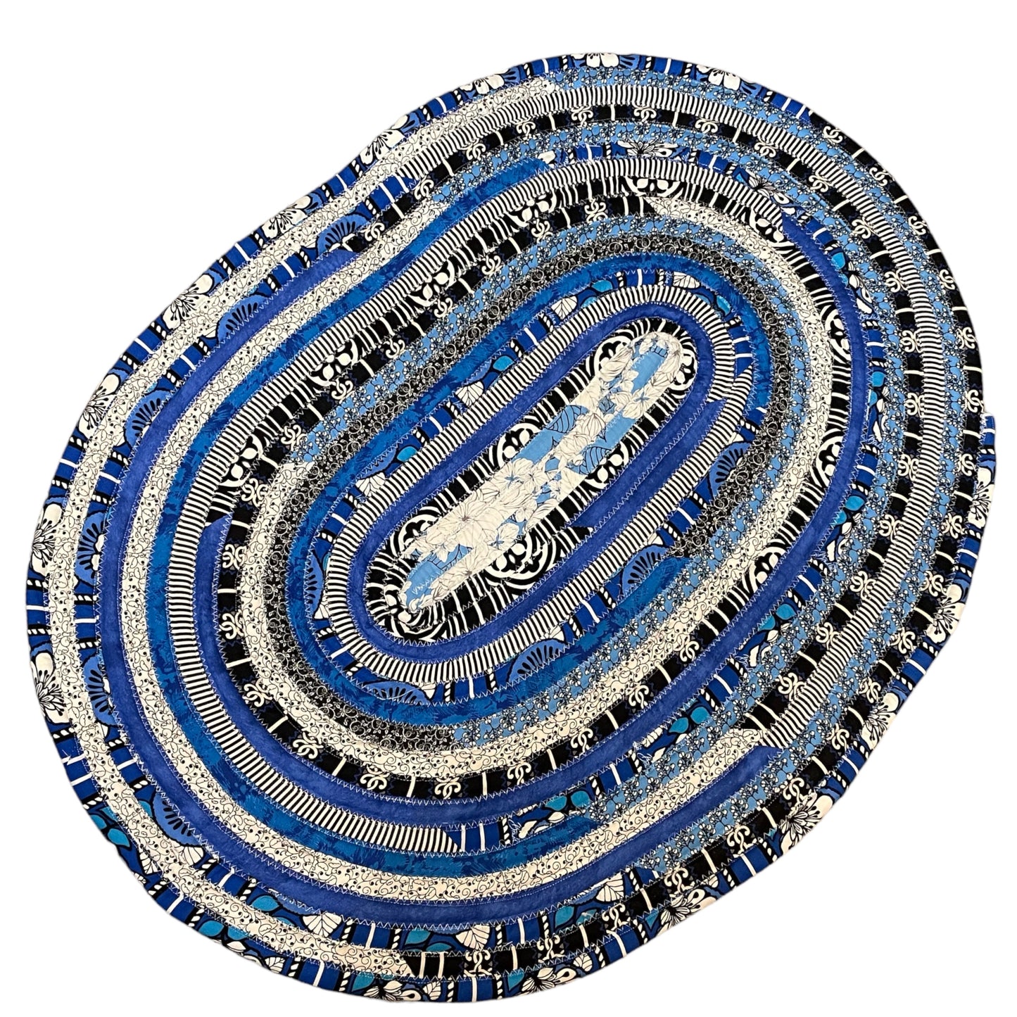 Black and Blue Kitchen Sink Rug or Bathmat, Washable Cotton Rug Handmade