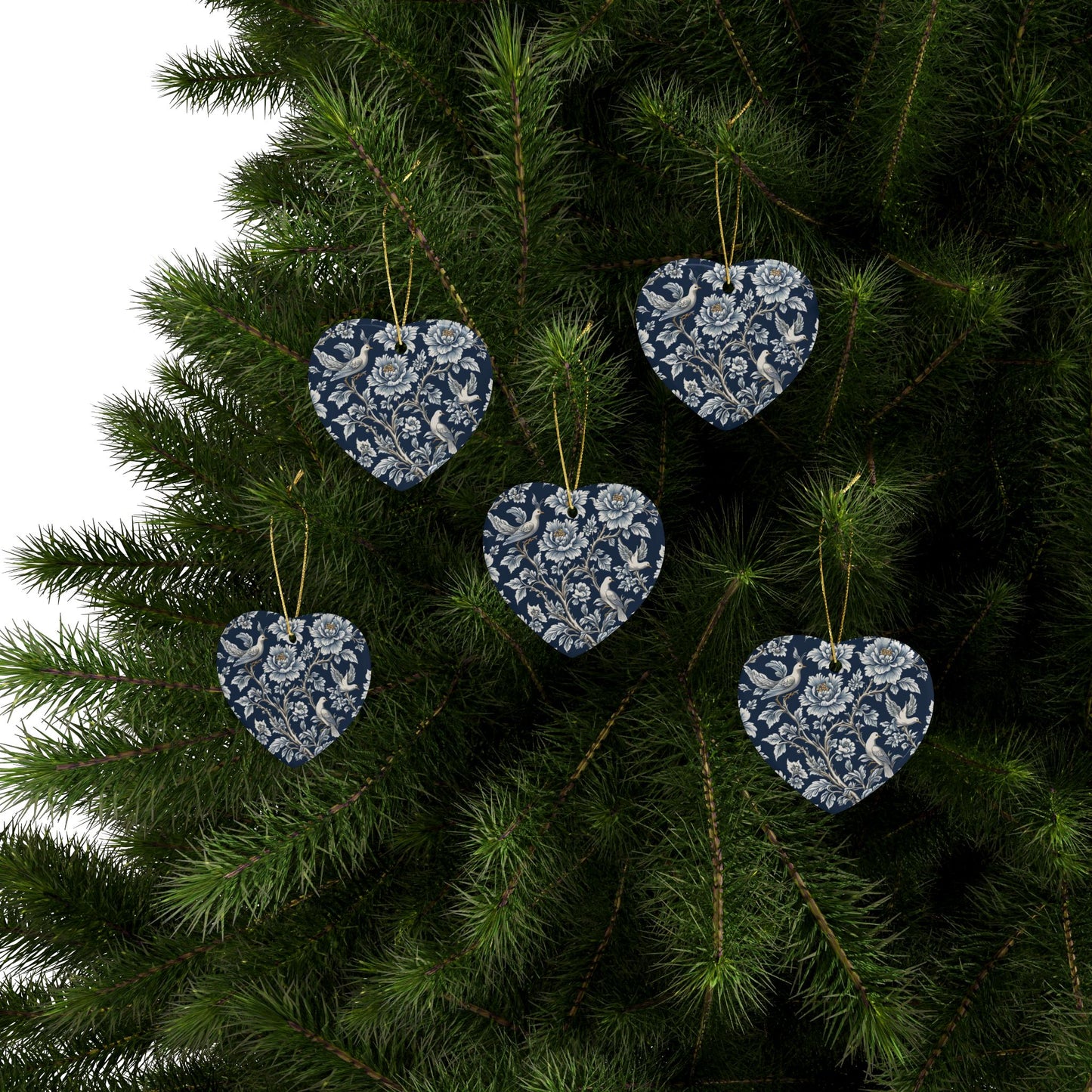 Ceramic Floral Heart Ornaments - Elegant Home Decor, Holiday Gifts, Wedding Decor, Personalized Keepsakes, Handcrafted Gifts