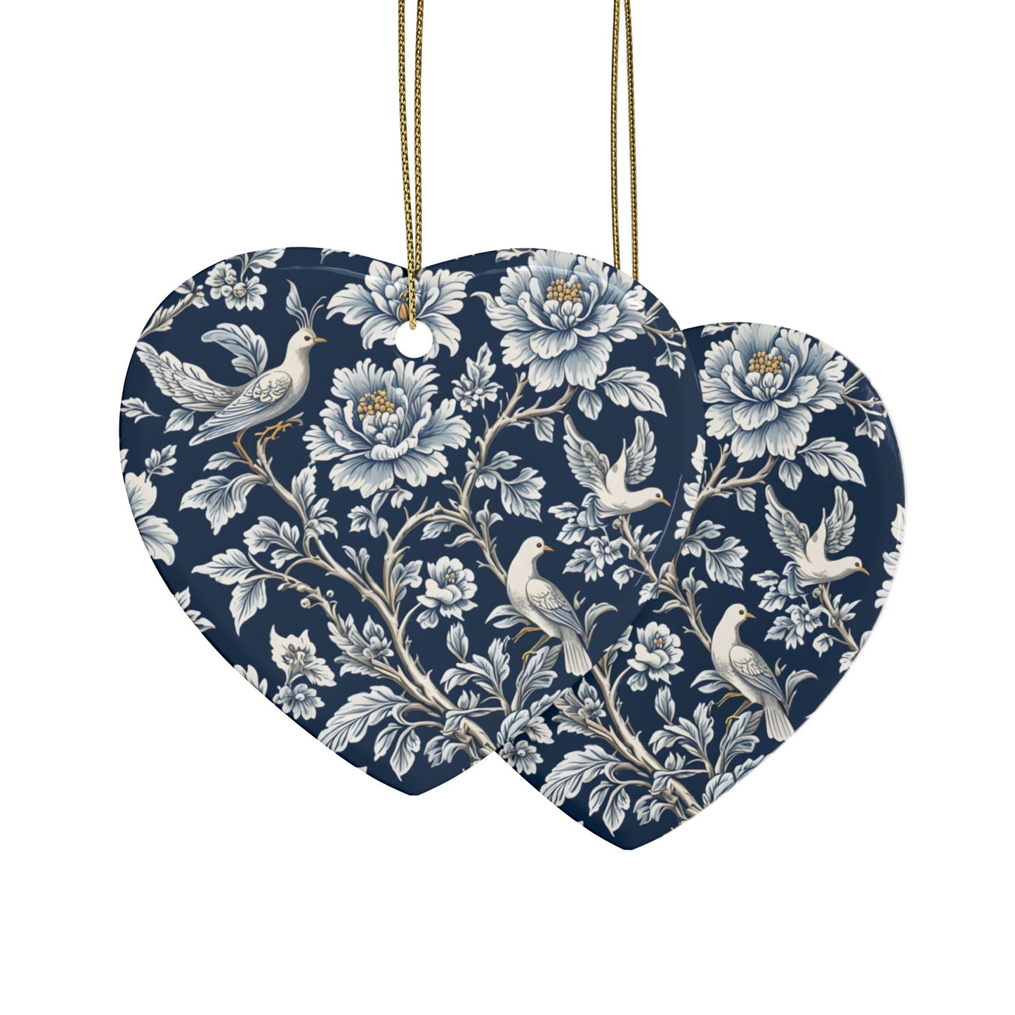 Ceramic Floral Heart Ornaments - Elegant Home Decor, Holiday Gifts, Wedding Decor, Personalized Keepsakes, Handcrafted Gifts
