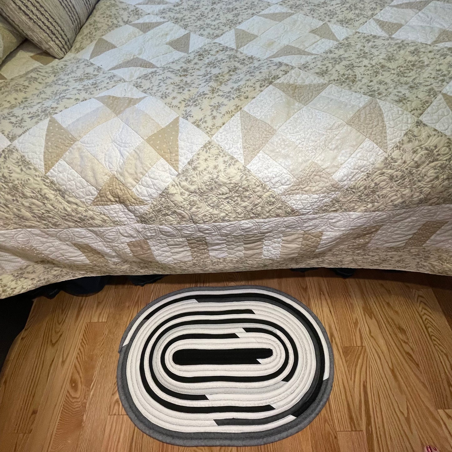 Black and White Handmade Kitchen Accent Rug