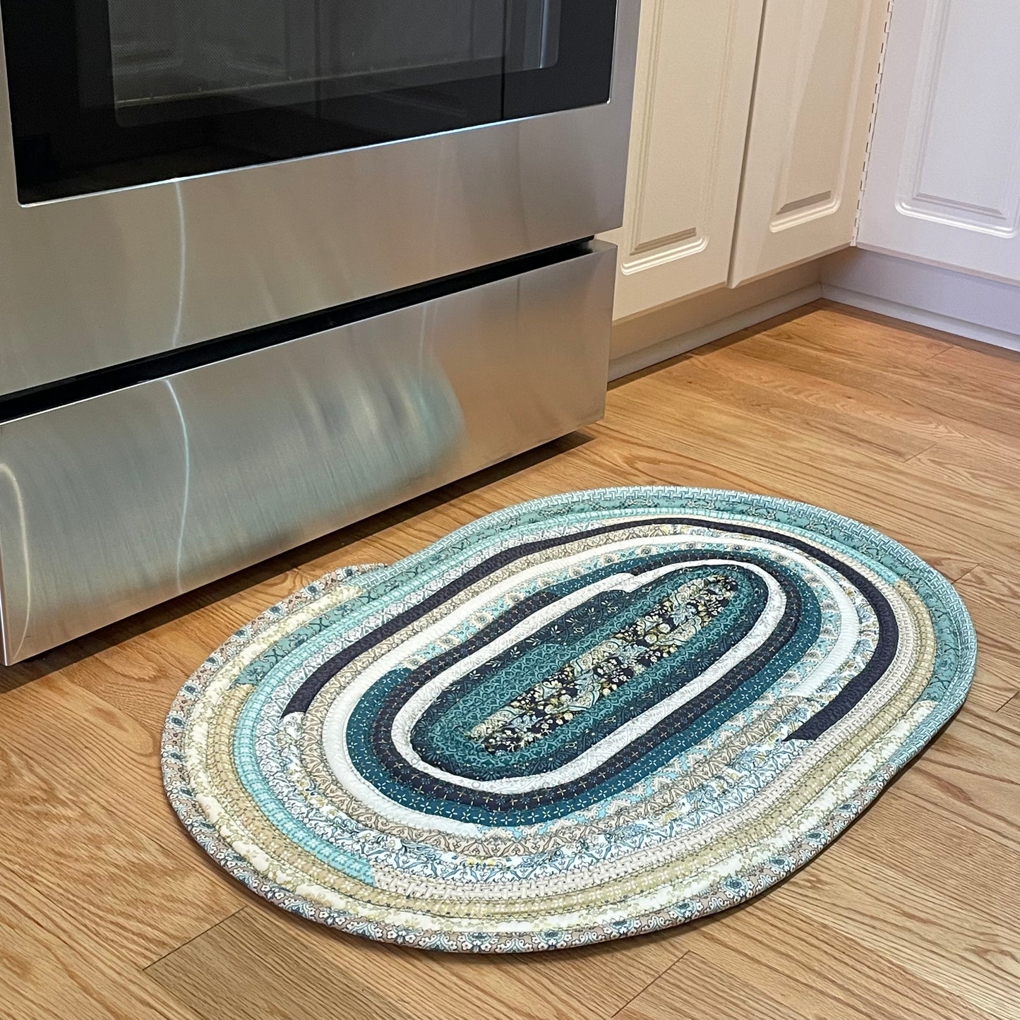 Green Cotton Kitchen Accent Rug Washable Made in Canada