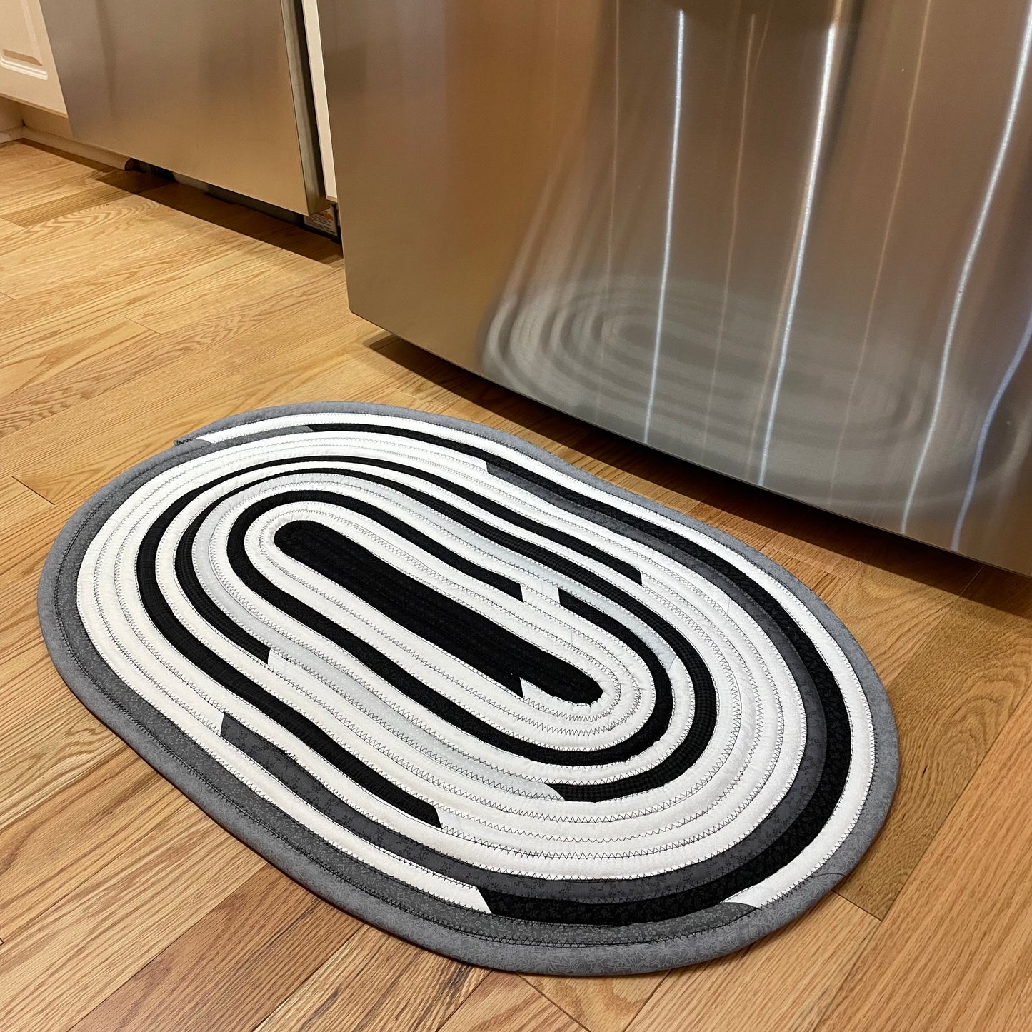 Black and White Handmade Kitchen Accent Rug