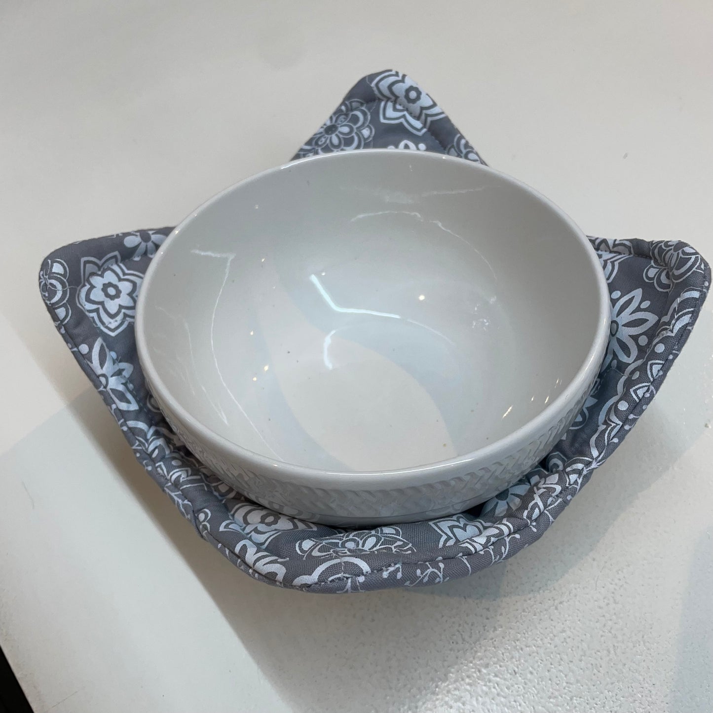 Soup Bowl Cozy| Grey Reversible Microwave Soup Cozy |  Grey Soup Bowl Hugger