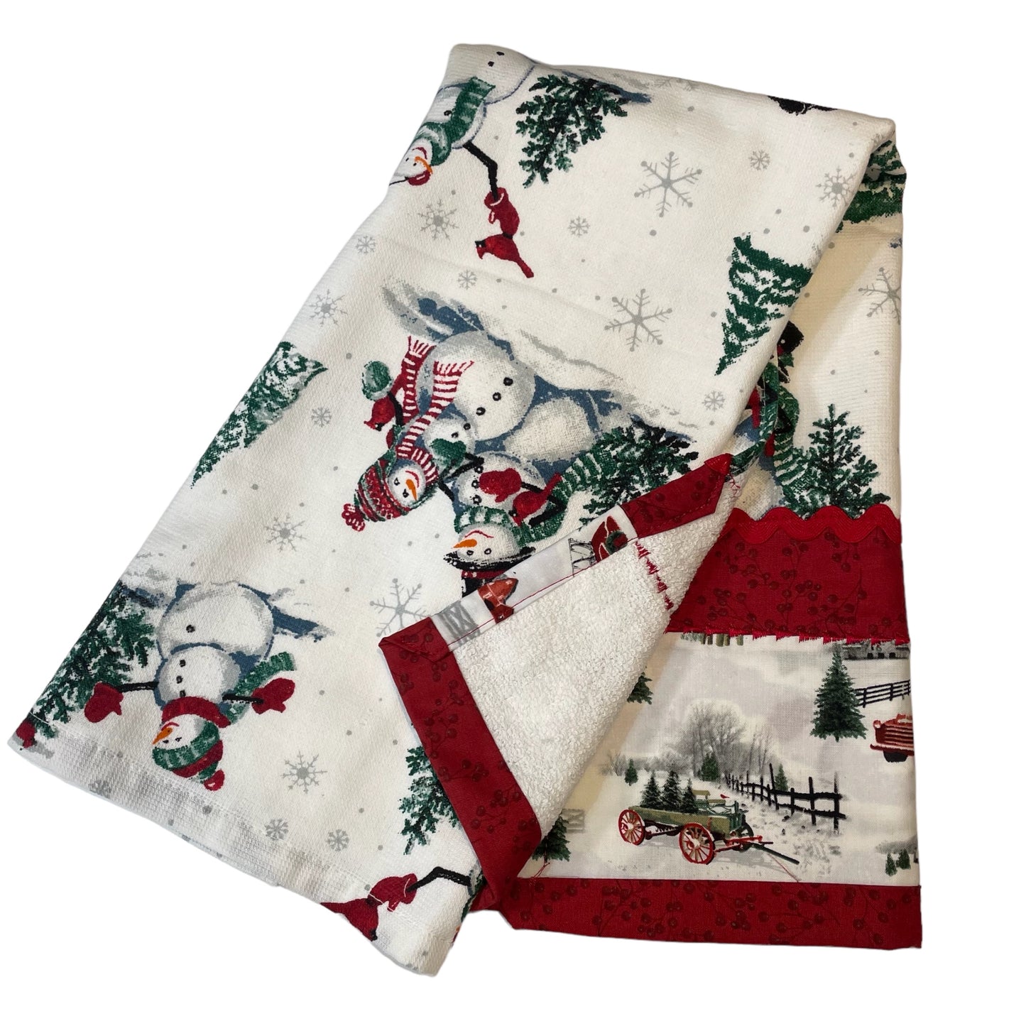 Snowman Kitchen Dish Towel With Handcrafted Details
