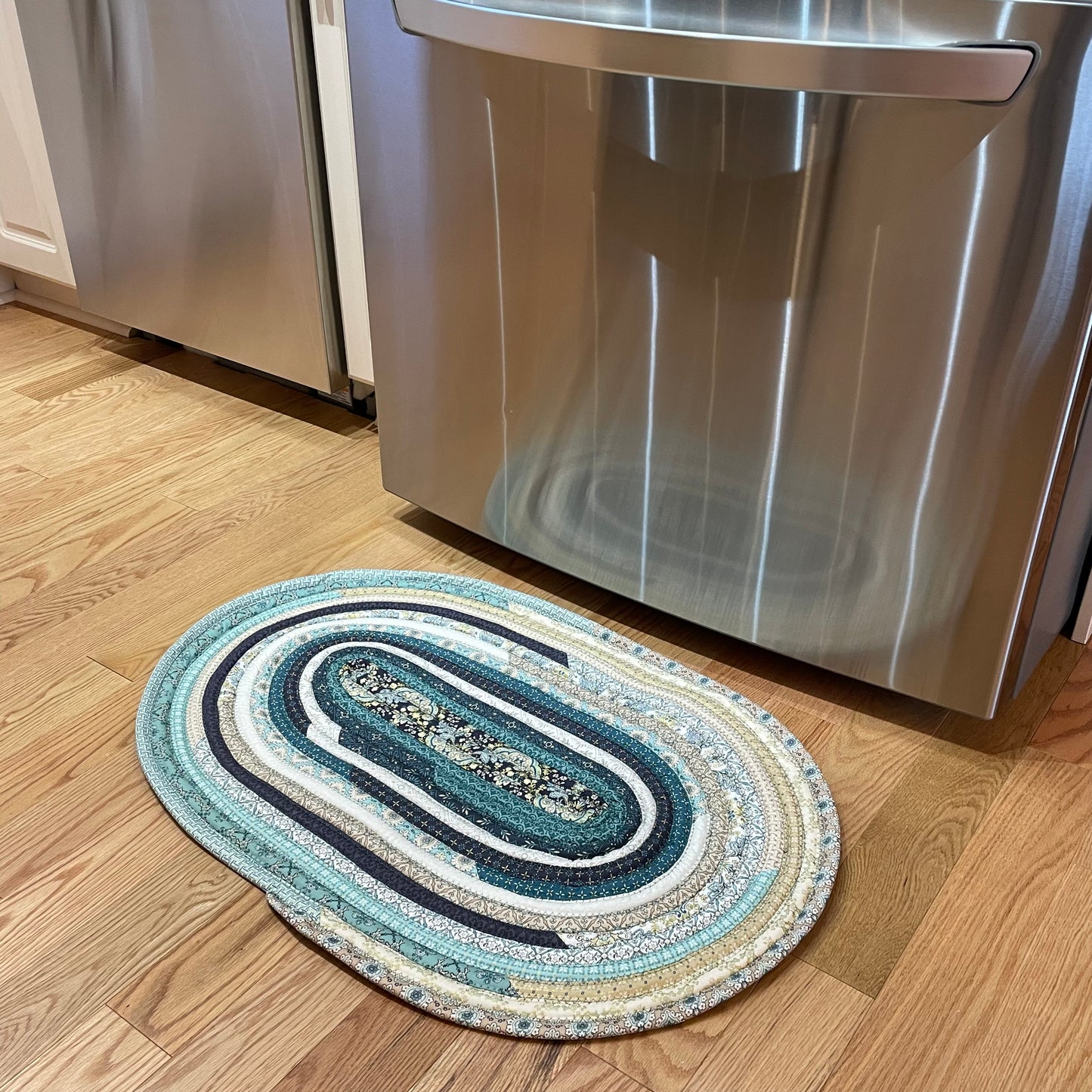 Green Cotton Kitchen Accent Rug Washable Made in Canada