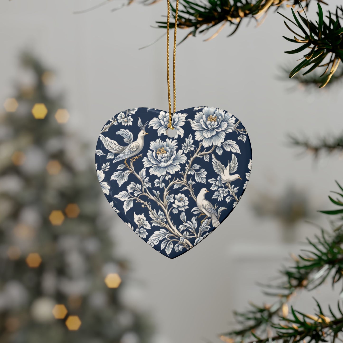 Ceramic Floral Heart Ornaments - Elegant Home Decor, Holiday Gifts, Wedding Decor, Personalized Keepsakes, Handcrafted Gifts