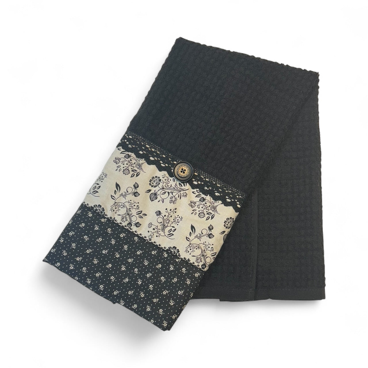 Black Floral Dish Towel