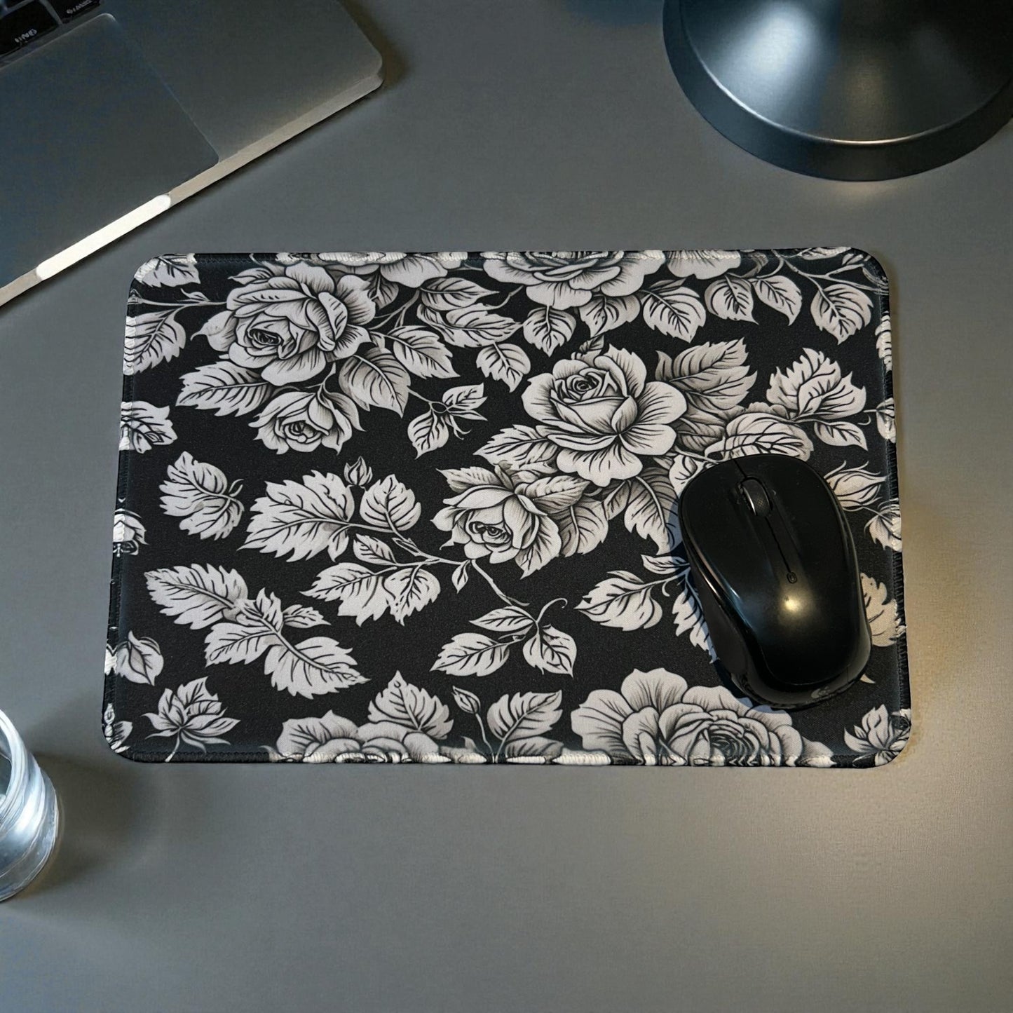 Grey Roses Mouse Pad