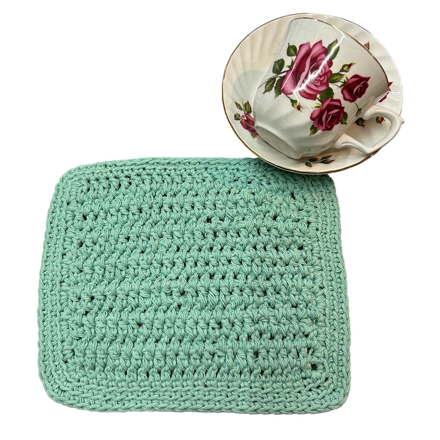 Green Handmade Crocheted Dish Cloth