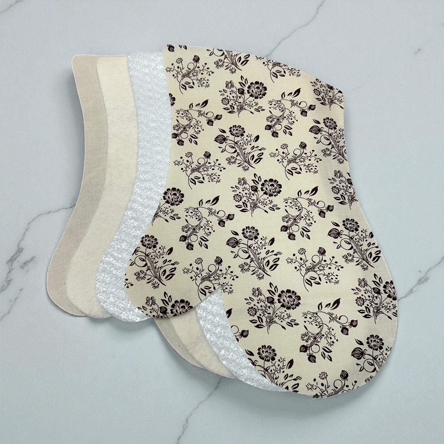 Brown Floral Print Oven Mitt Sewing Kit- Makes 1 Mitt