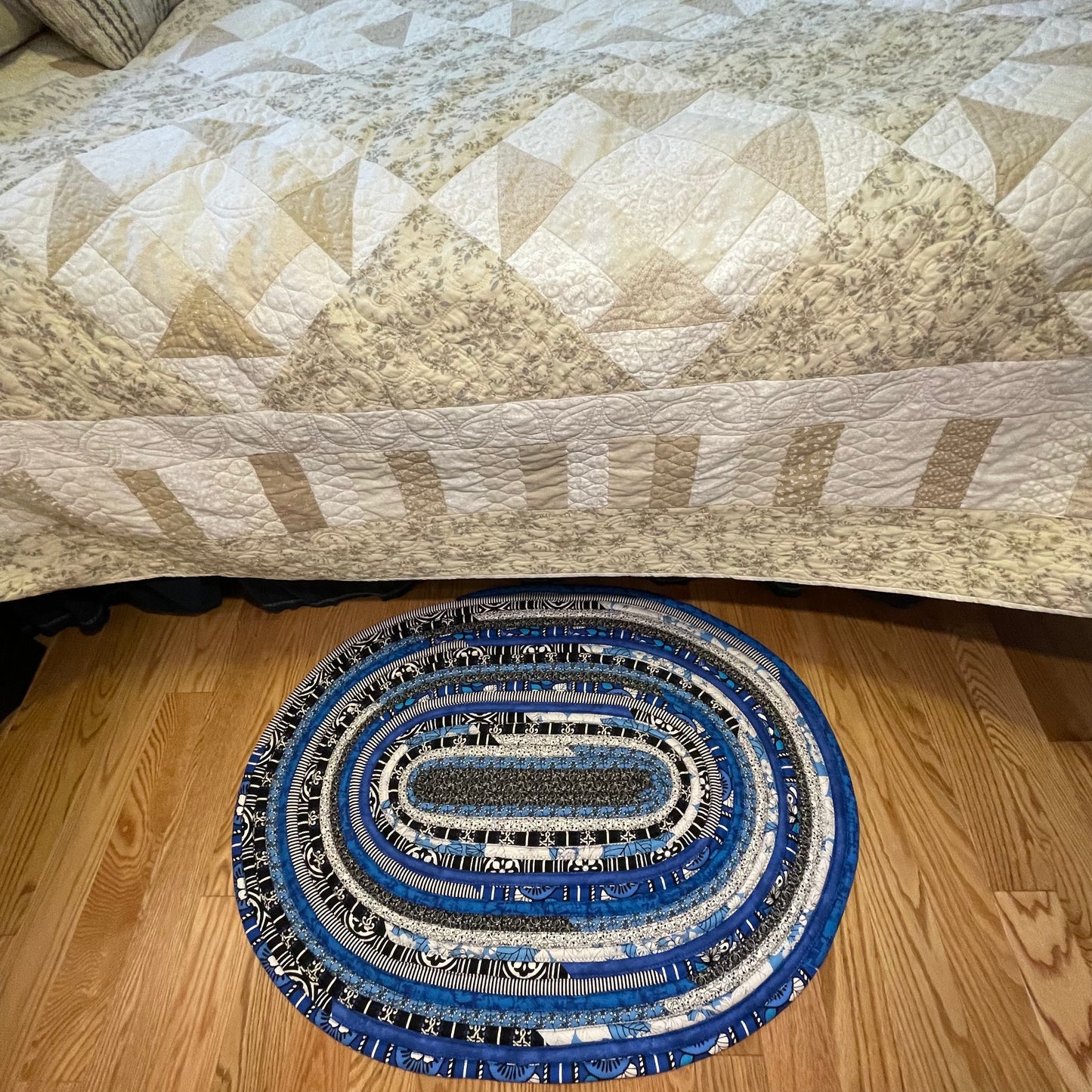 Black and Blue Kitchen Accent Rug Handmade in Canada