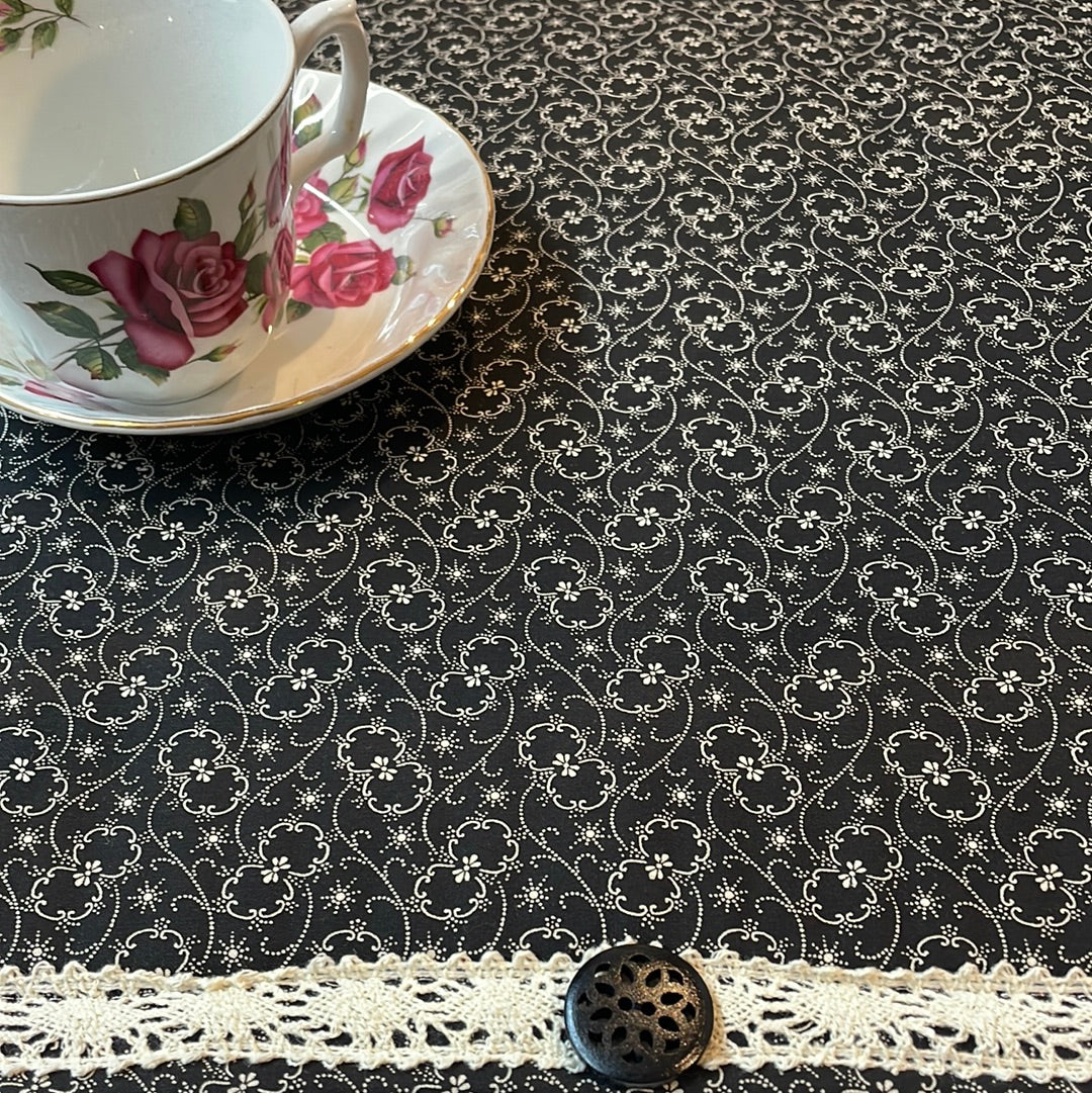 Dish Drying Mat for Kitchen ~ Black and Cream Print Fabric Absorbent Dish Mat