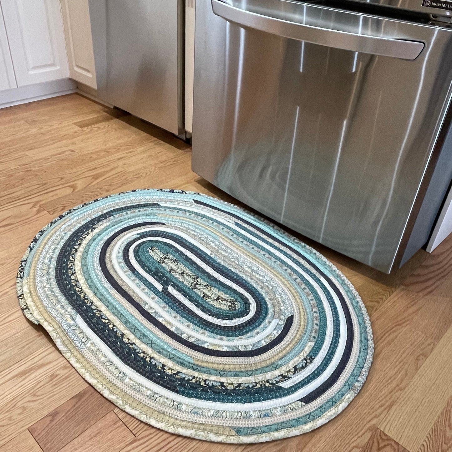 Green Handmade Kitchen Accent Rug For Bathroom or Bedside Too!