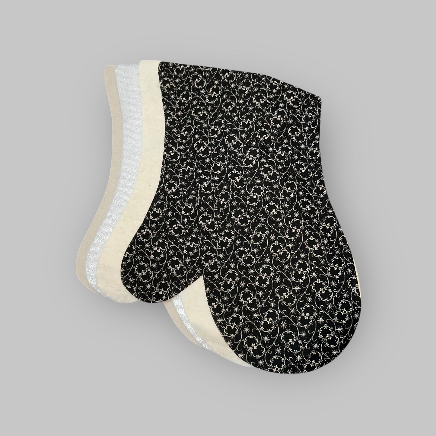 Black Swirl Print Oven Mitt Sewing Kit- Makes 1 Mitt