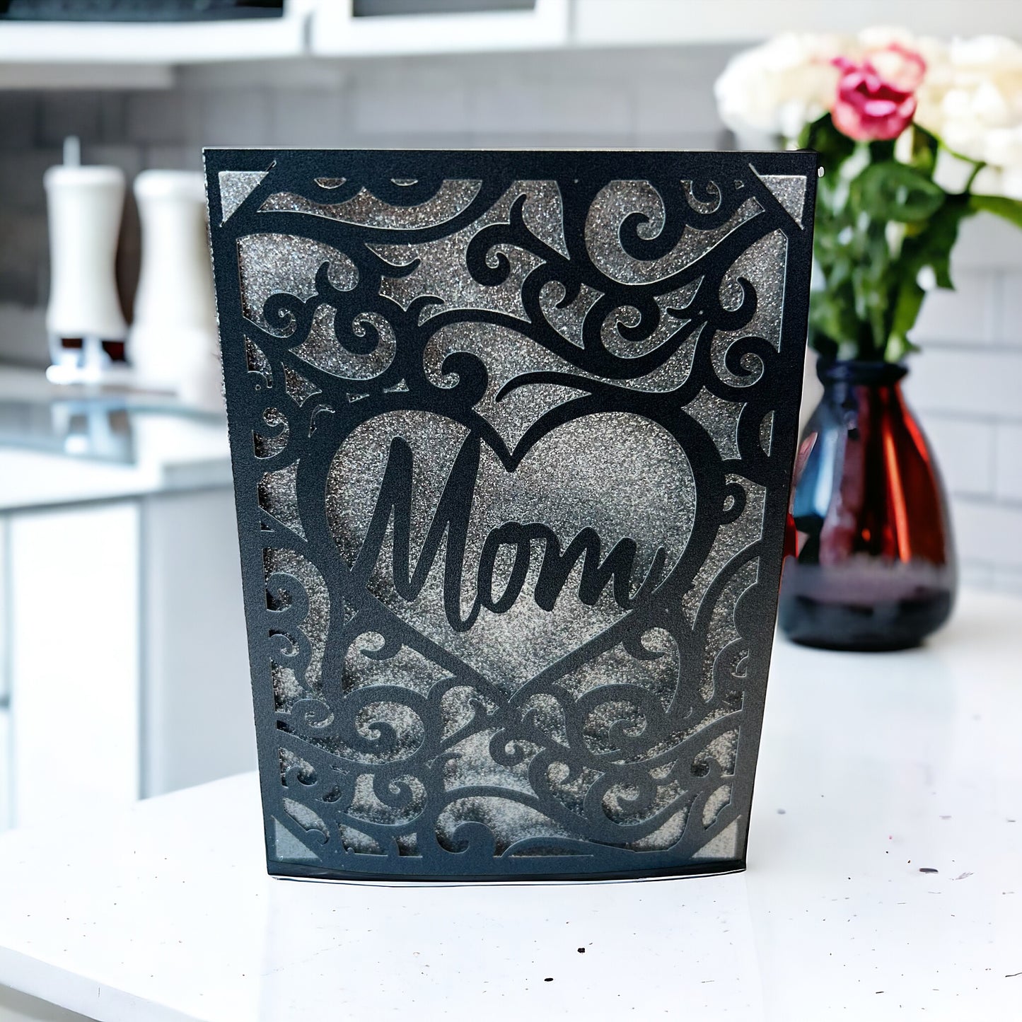 Mother's Day Card Handcrafted Original Design Glitter Card For Mom