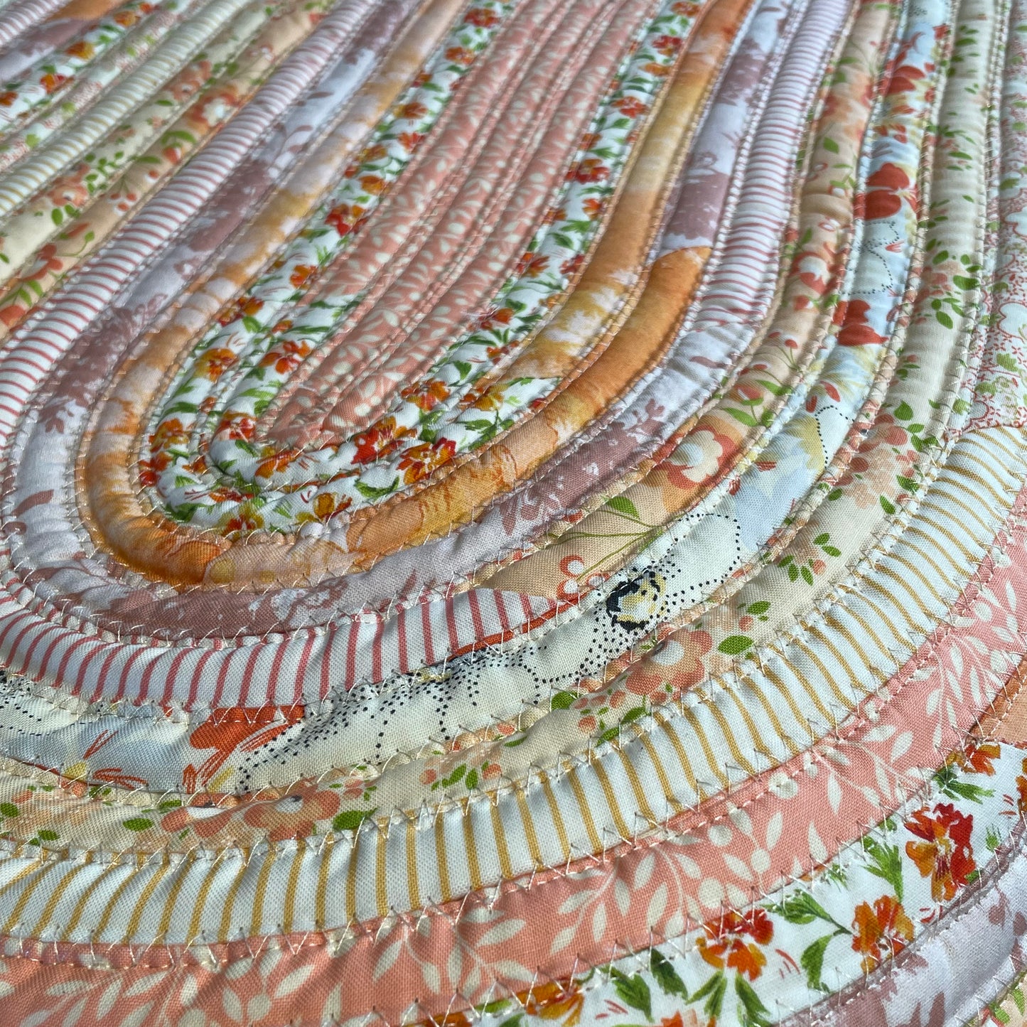 Handmade Modern Farmhouse Kitchen Accent Rug - Washable Cotton Peach and Cream Rug For Kitchen, Bed or Bathroom