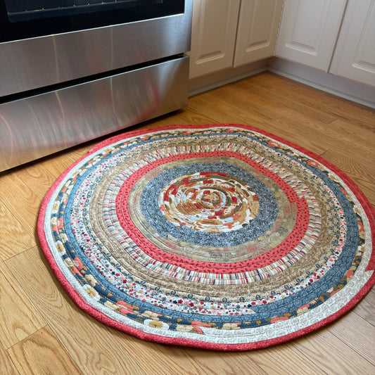 70's Orange Rug - Washable Handmade Round Rug