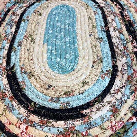 Vintage Garden Teal Jelly Roll Rug