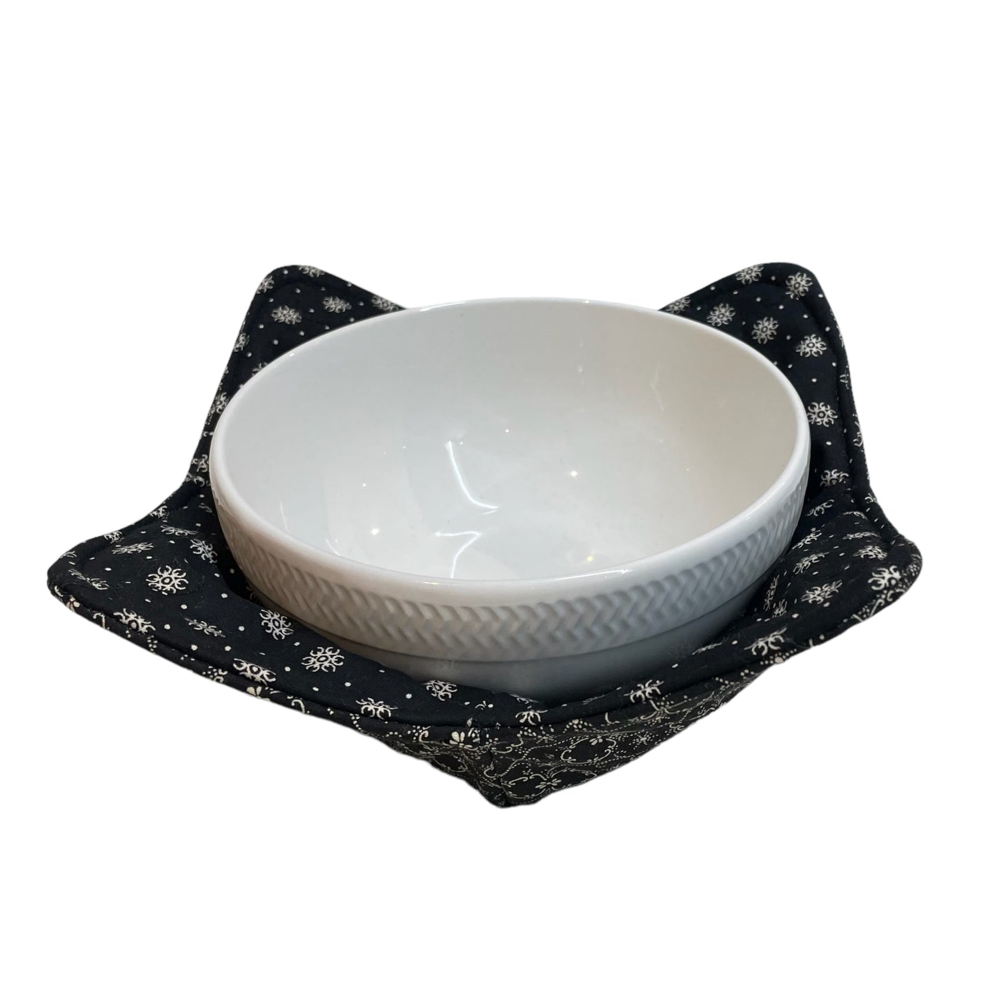 Black and Cream Microwave Soup Bowl Cozy