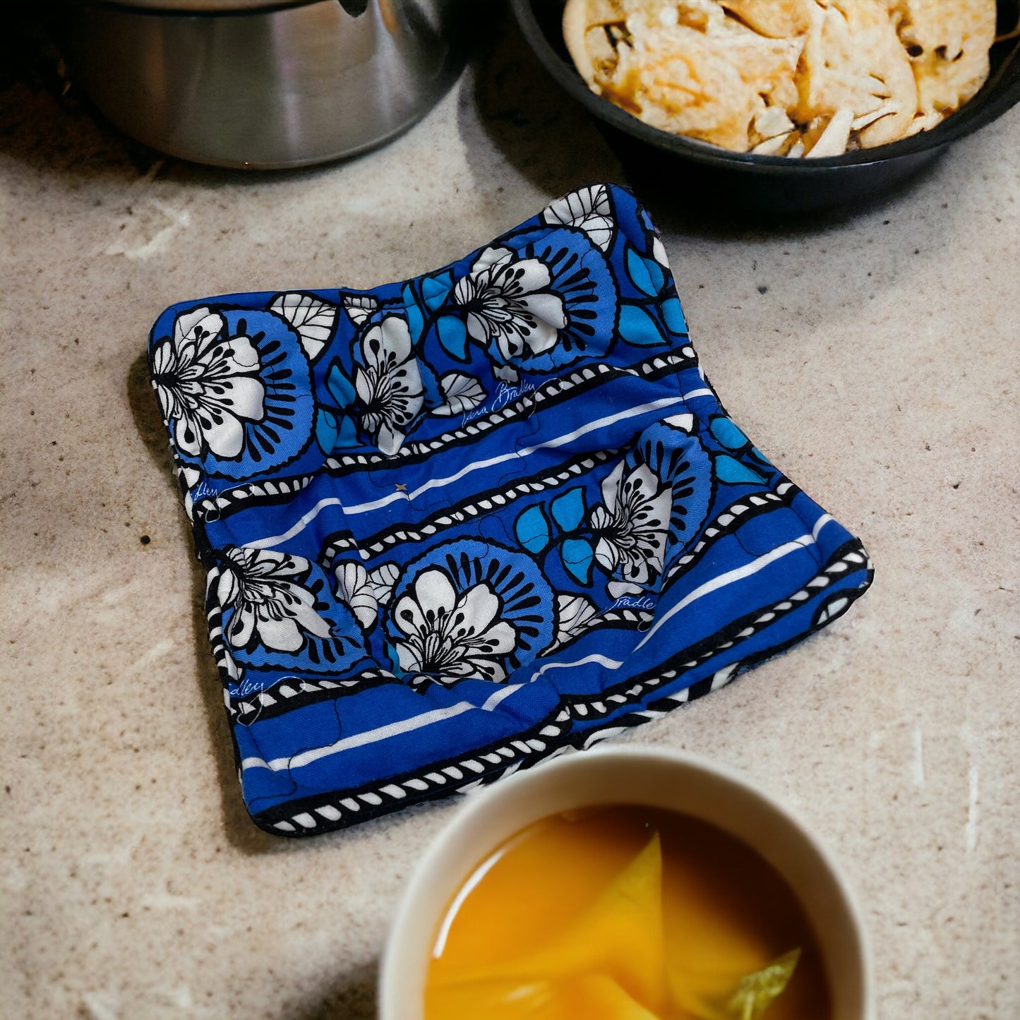 Soup Bowl Cozy Black and Blue Reversible Microwave Soup Bowl Hug