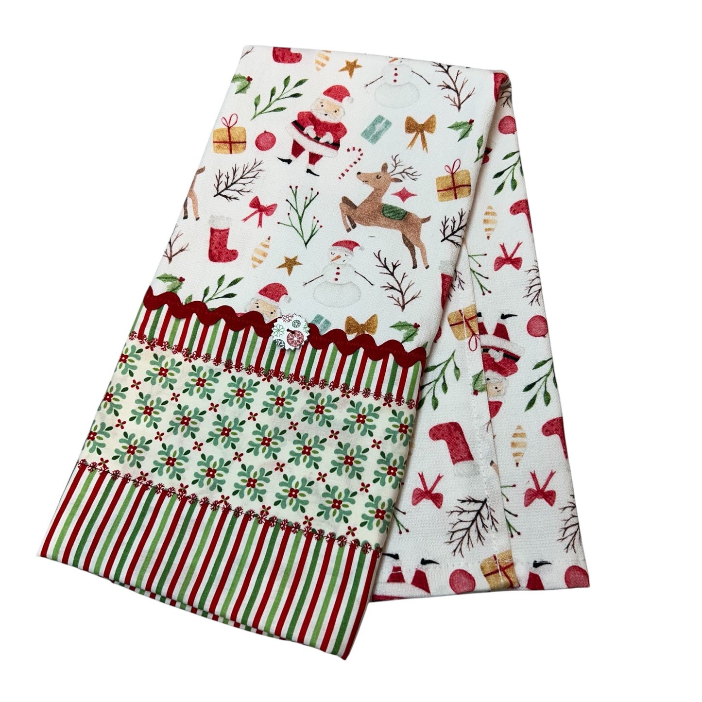 Santa and Reindeer Tea Towel