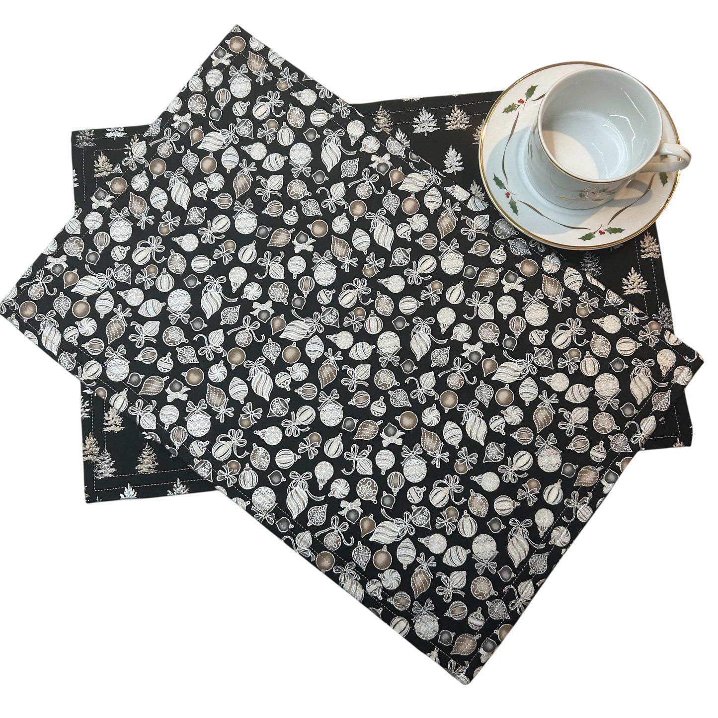 Black and Silver Christmas Placemats