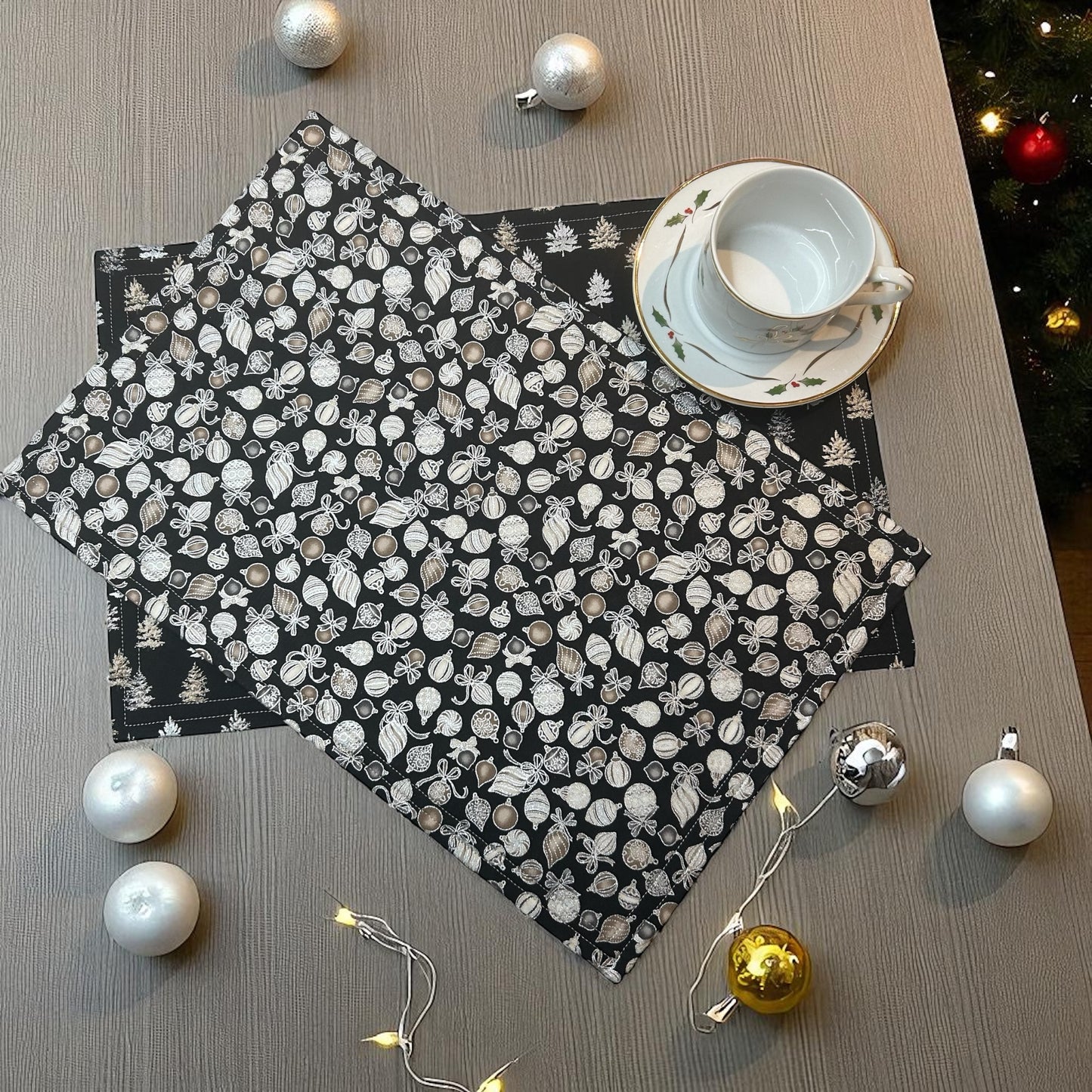 Black and Silver Christmas Placemats