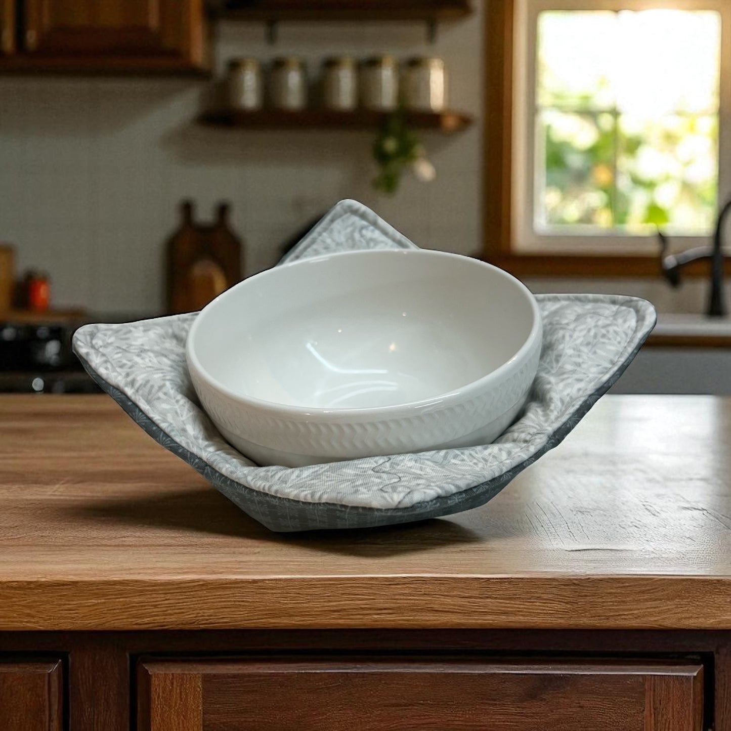 Grey Cotton Soup Bowl Cozy