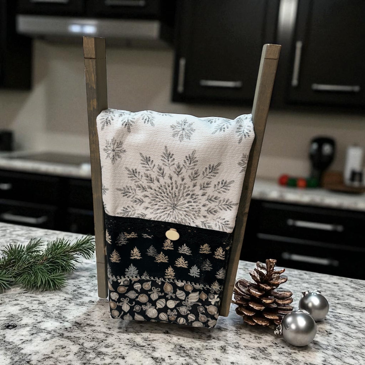 Black and Silver Christmas Towel