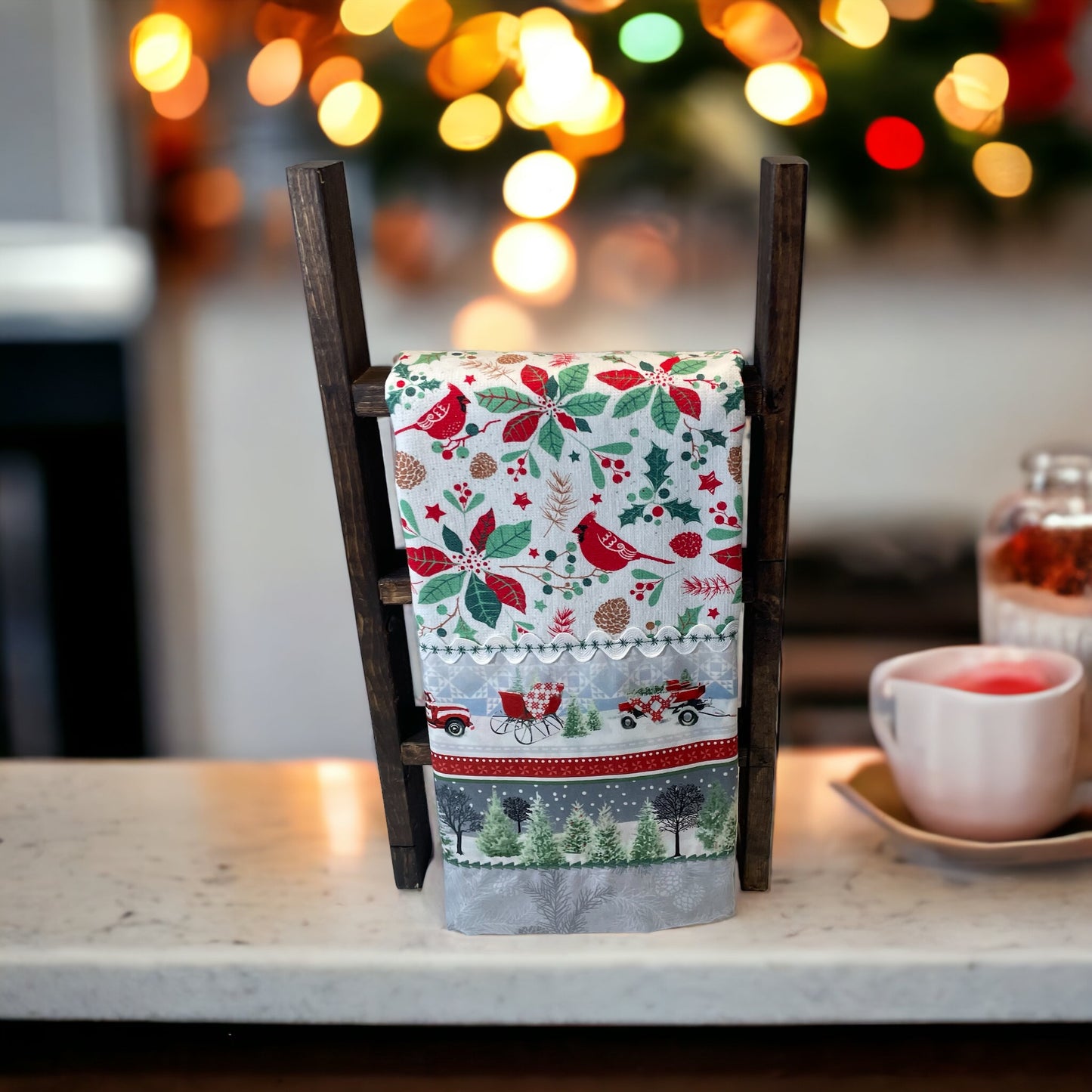 Cute Country Themed Dish Towel For Christmas Kitchen