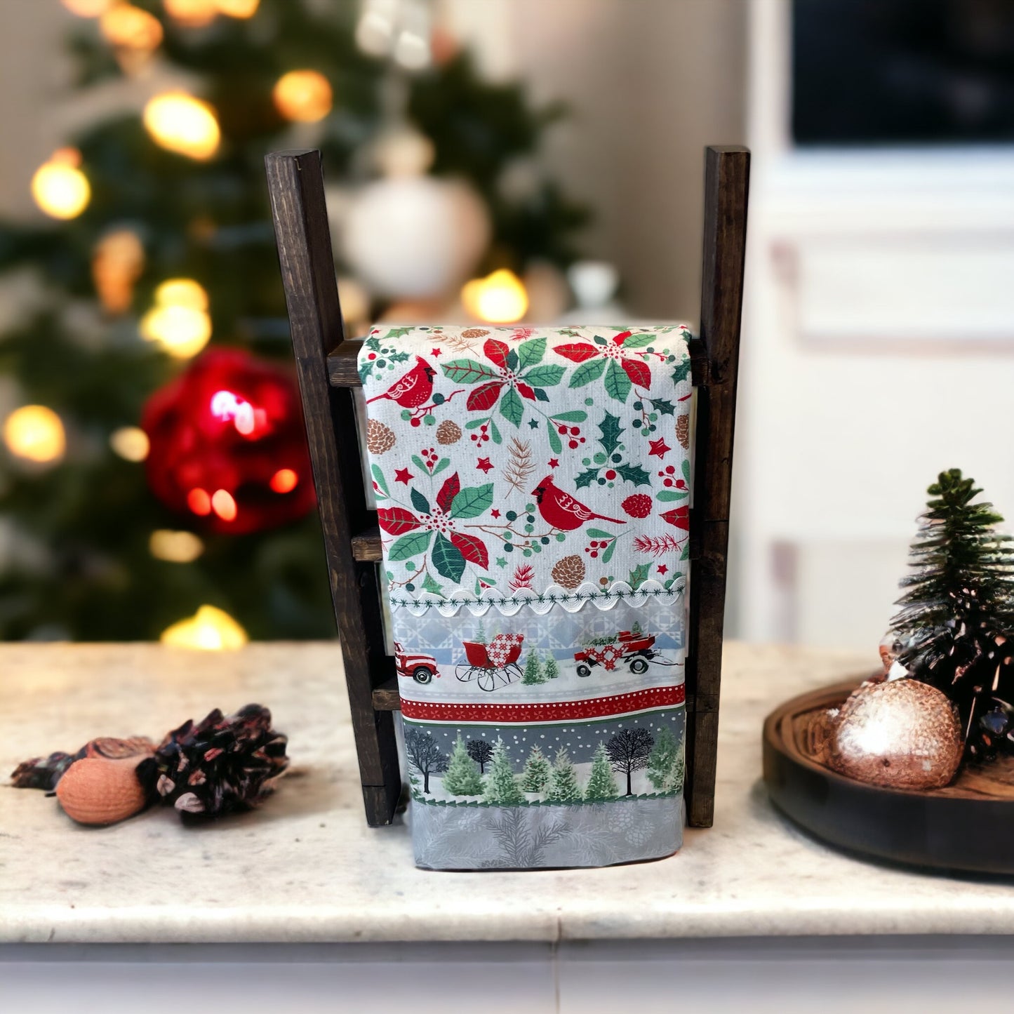 Cute Country Themed Dish Towel For Christmas Kitchen