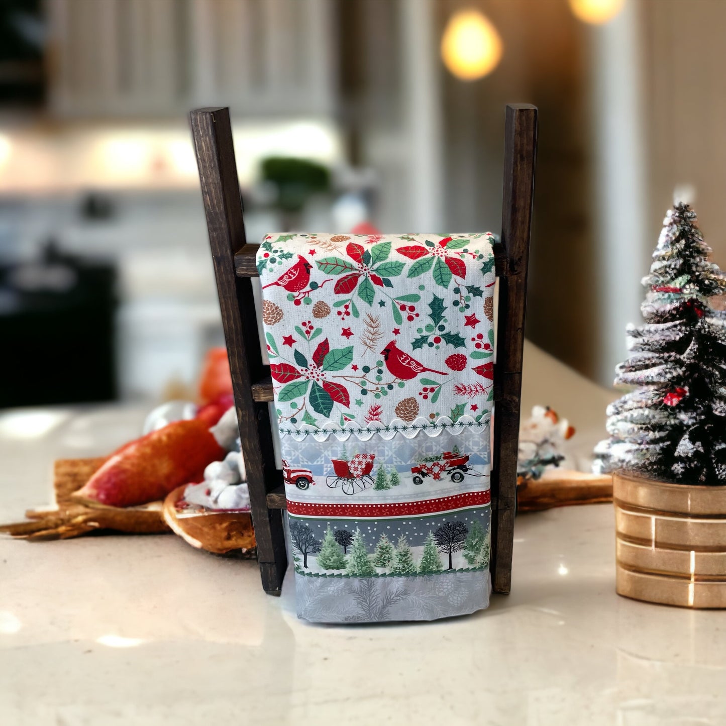 Cute Country Themed Dish Towel For Christmas Kitchen
