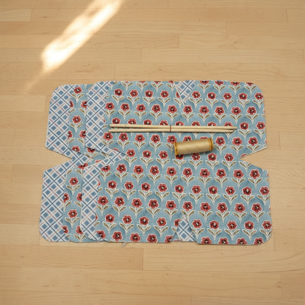 Soup Bowl Cozy Sewing Kit – Poppies and Pinstripes Blue
