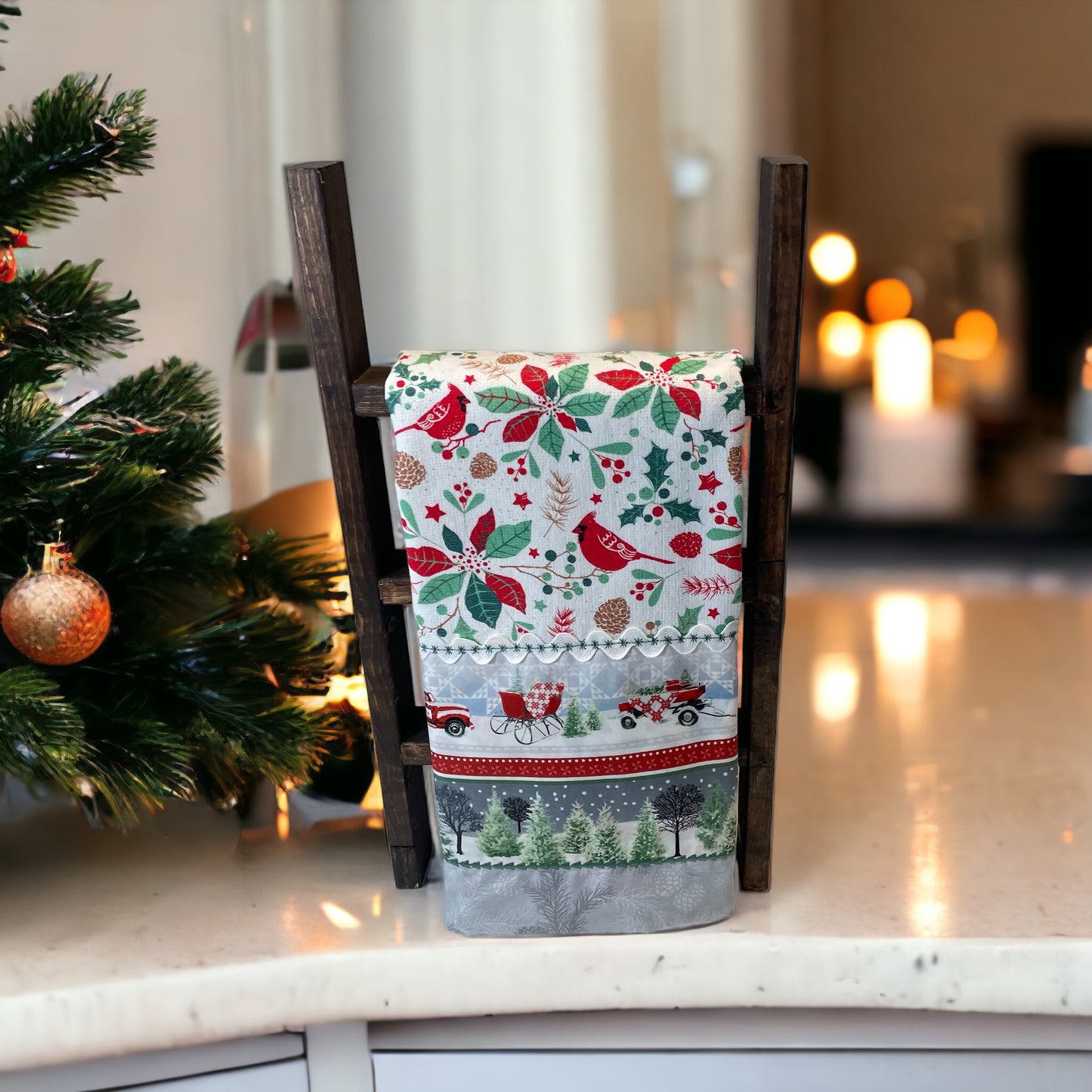 Cute Country Themed Dish Towel For Christmas Kitchen