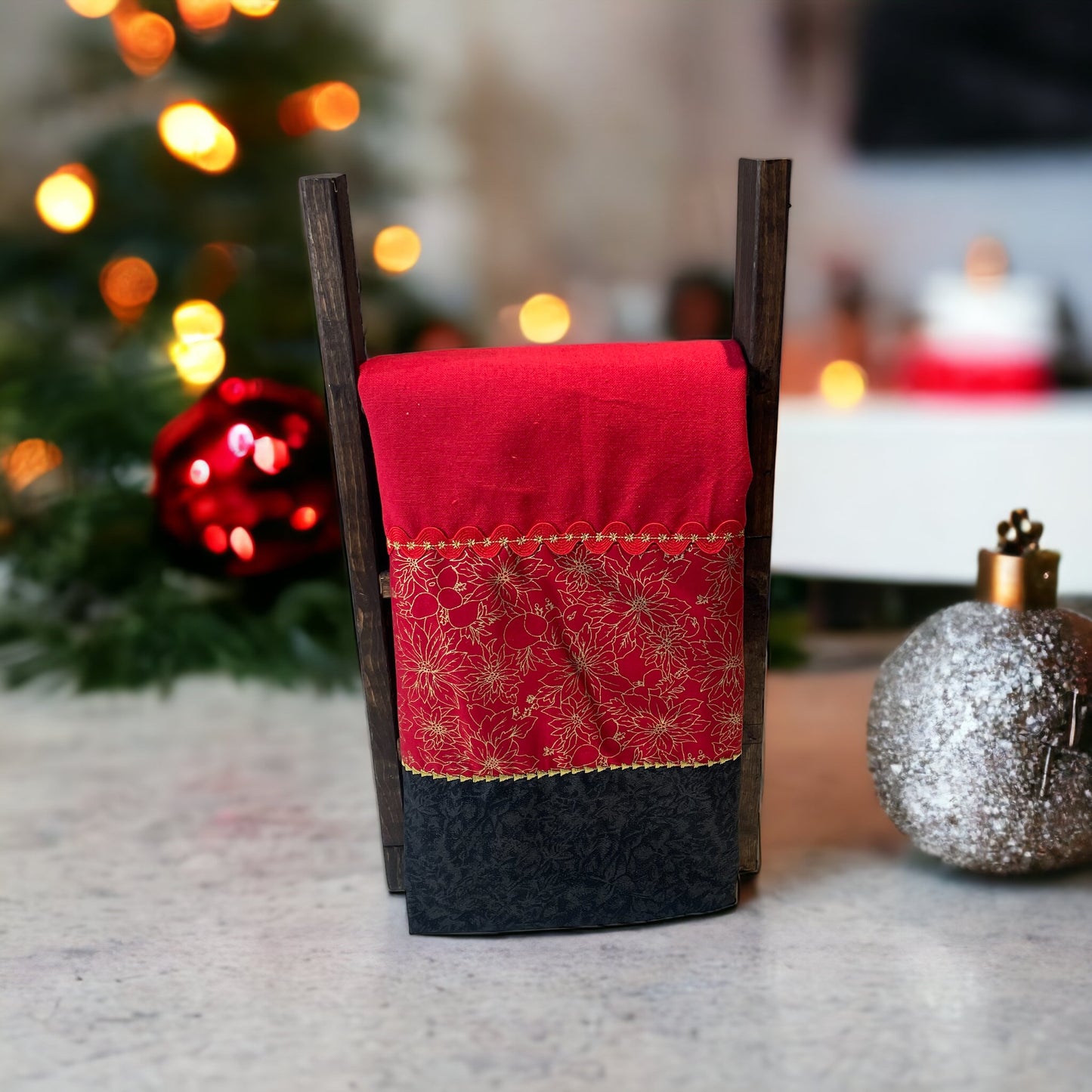 Red Luxury Christmas Dish Towel
