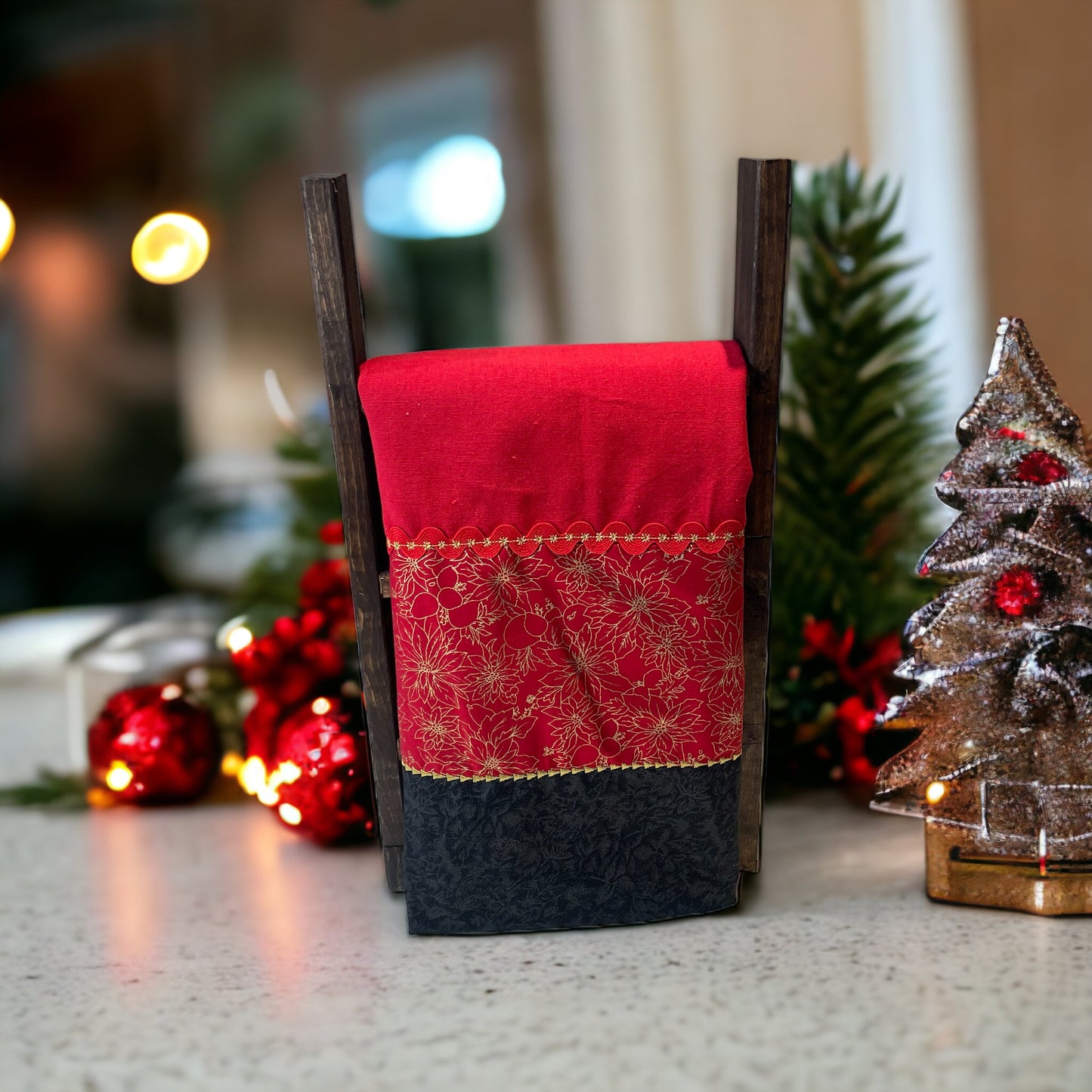 Red Luxury Christmas Dish Towel
