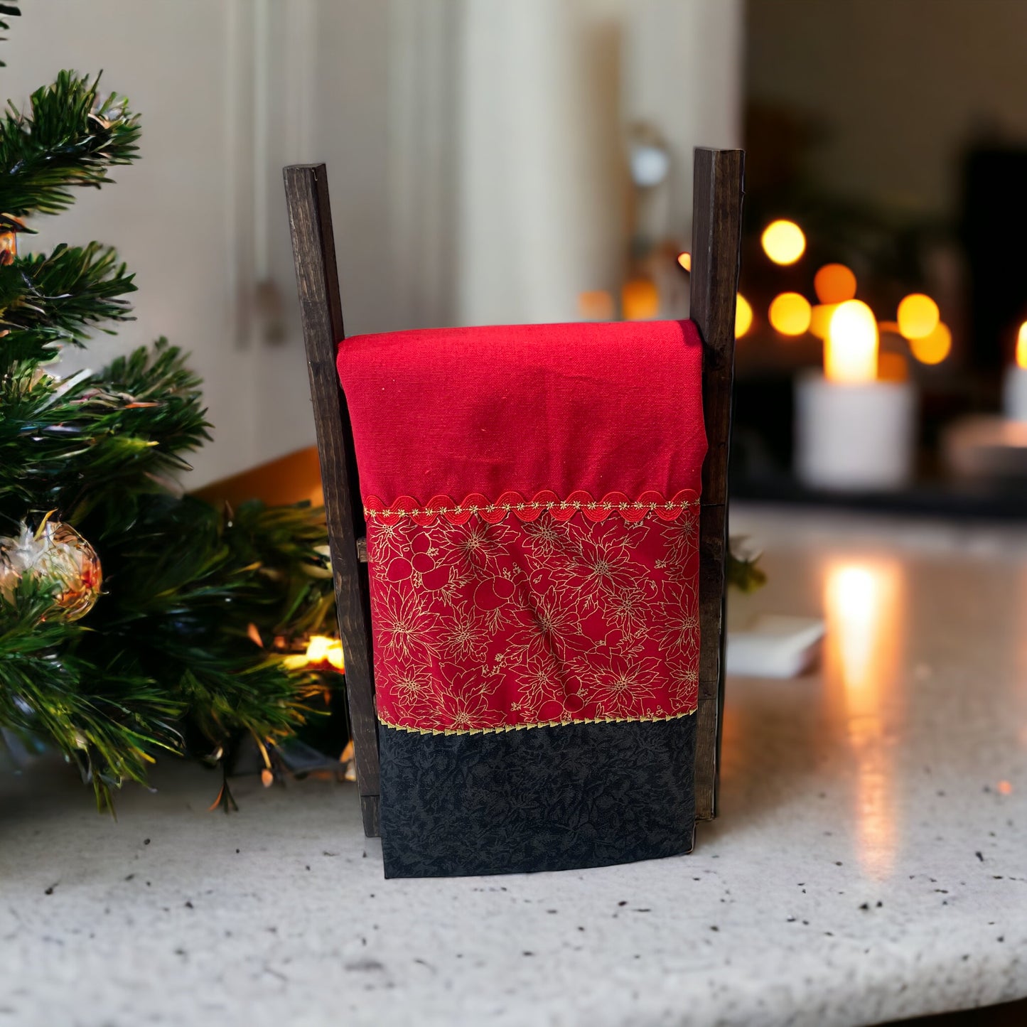 Red Luxury Christmas Dish Towel
