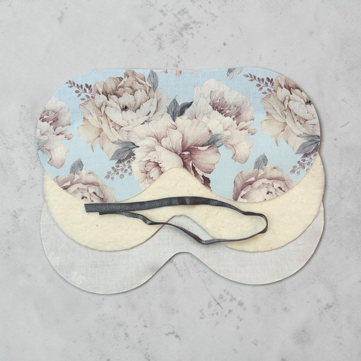 DIY Sleep Eye Mask Sewing Kit | Cotton Sleep Mask Craft Kit | Peony Pattern
