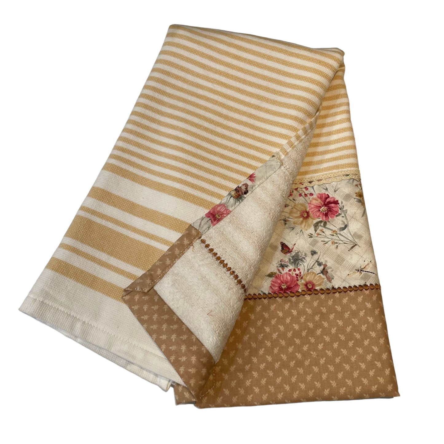 Cream and Pink Floral Kitchen Dish Towels