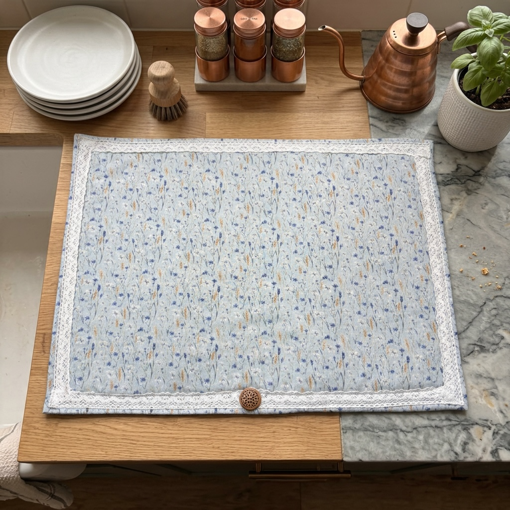 Dish Drying Mat for Kitchen ~ Subtle Mauve Peonies