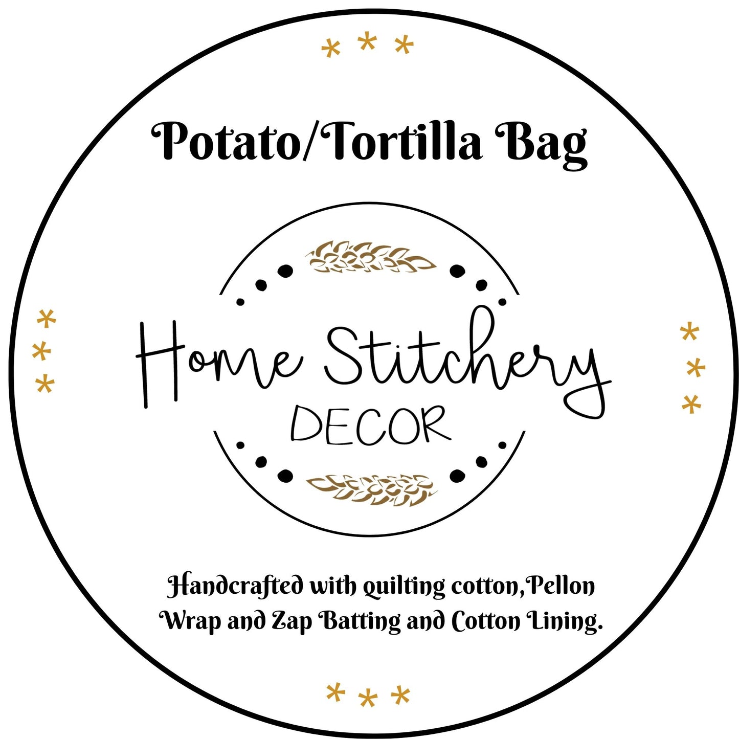 Bun Warming Bag | Tortilla Warming Bag | Microwave Potato Bag