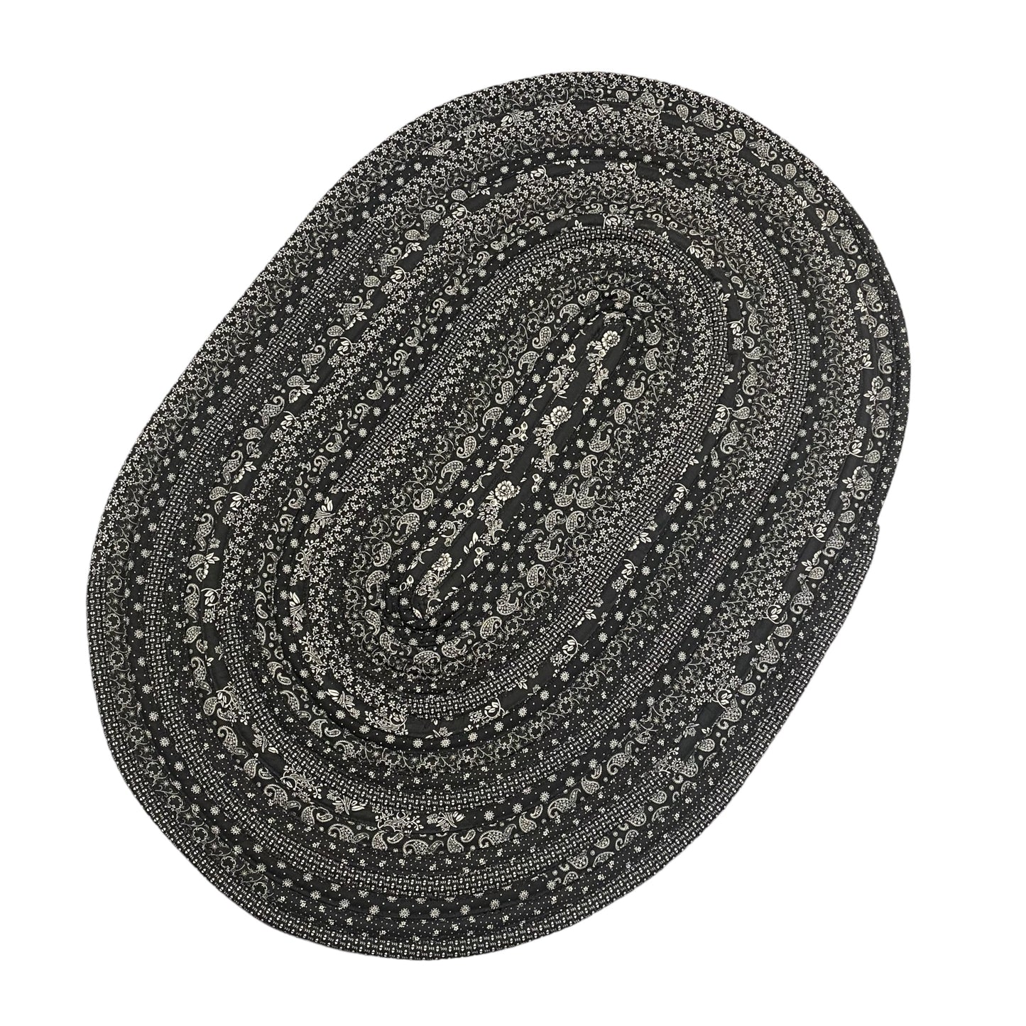 Elegant Black & Cream Floral Cotton Kitchen Sink Rug - Mix & Match Collection