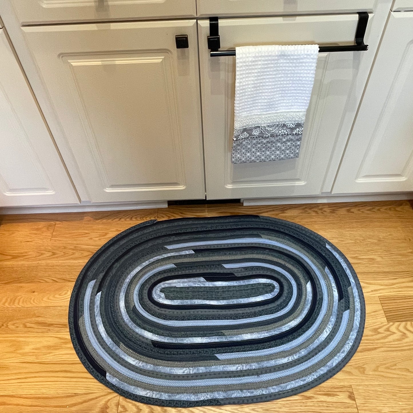 Vintage-Style Blue Cotton Kitchen Sink Rug - One of a Kind, Multipurpose, Made in Canada
