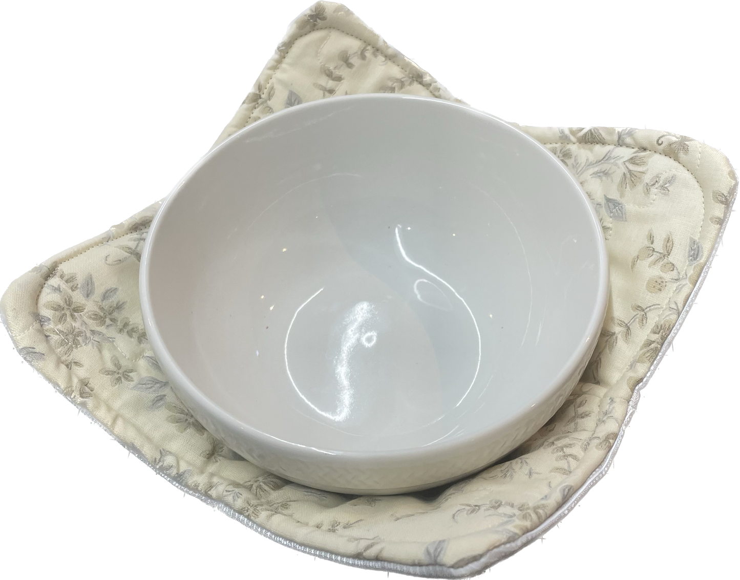 Cream Floral Soup Bowl Cozy For Microwave Reversible Soup Hug For Hot Soup