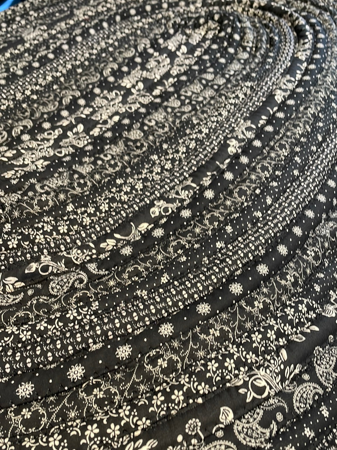 Elegant Black & Cream Floral Cotton Kitchen Sink Rug - Mix & Match Collection