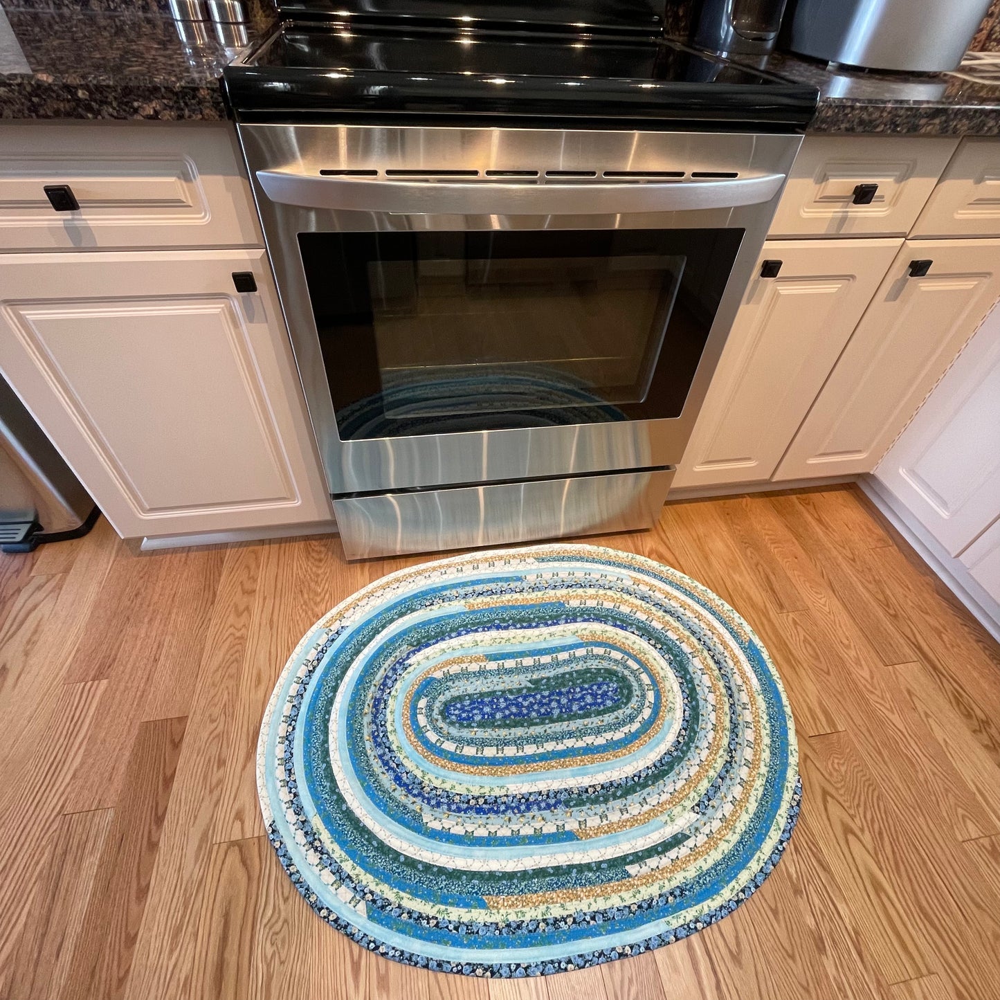 Teal Floral Farmhouse Kitchen Accent Rug For Sink, Bathmat or Bedside Rug