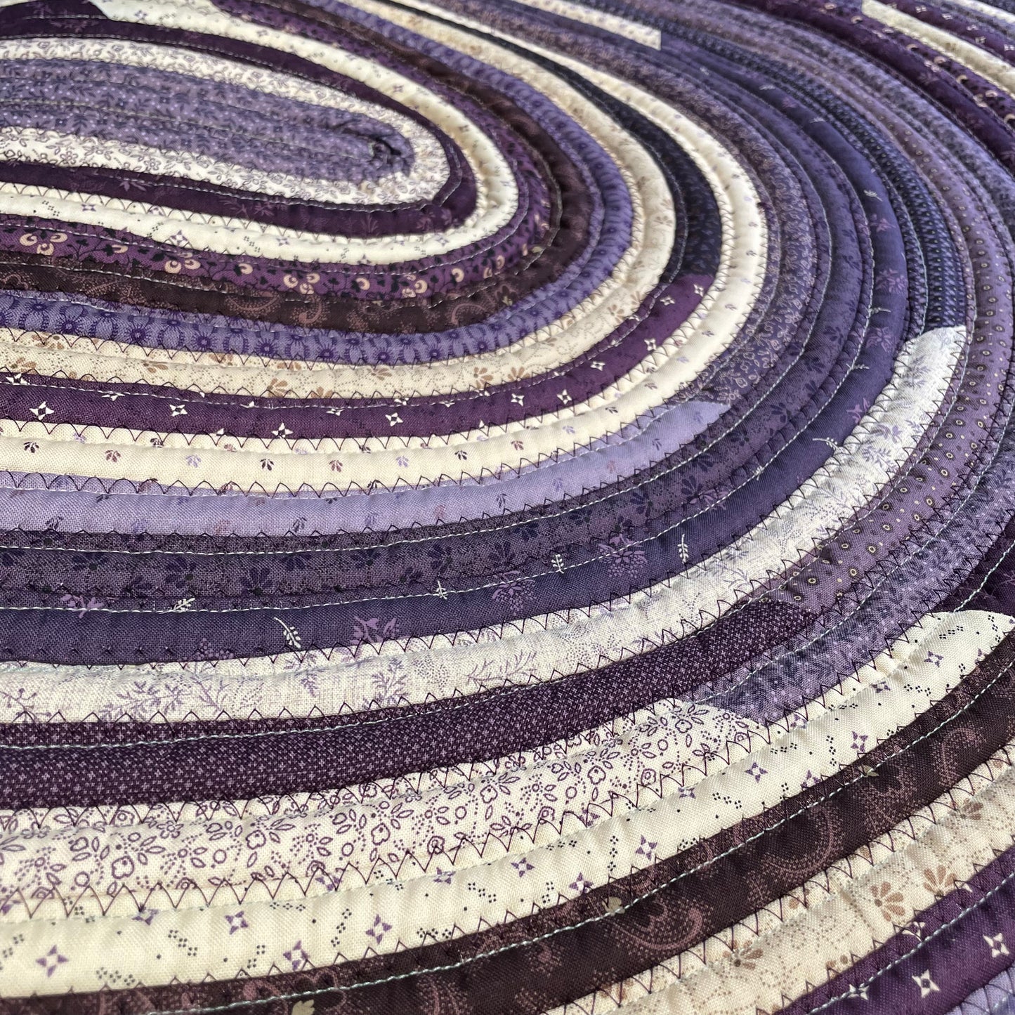 Handmade Modern Farmhouse Accent Rug in Purple and Cream - Artisan Crafted in Canada