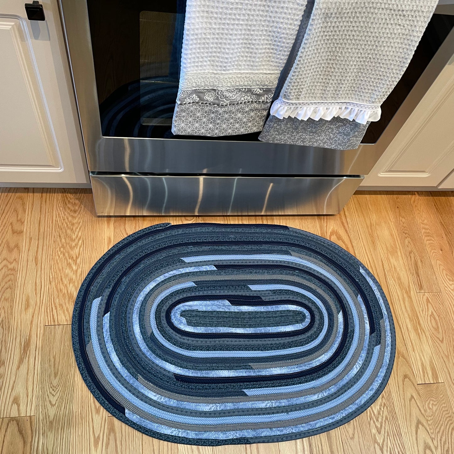 Vintage-Style Blue Cotton Kitchen Sink Rug - One of a Kind, Multipurpose, Made in Canada
