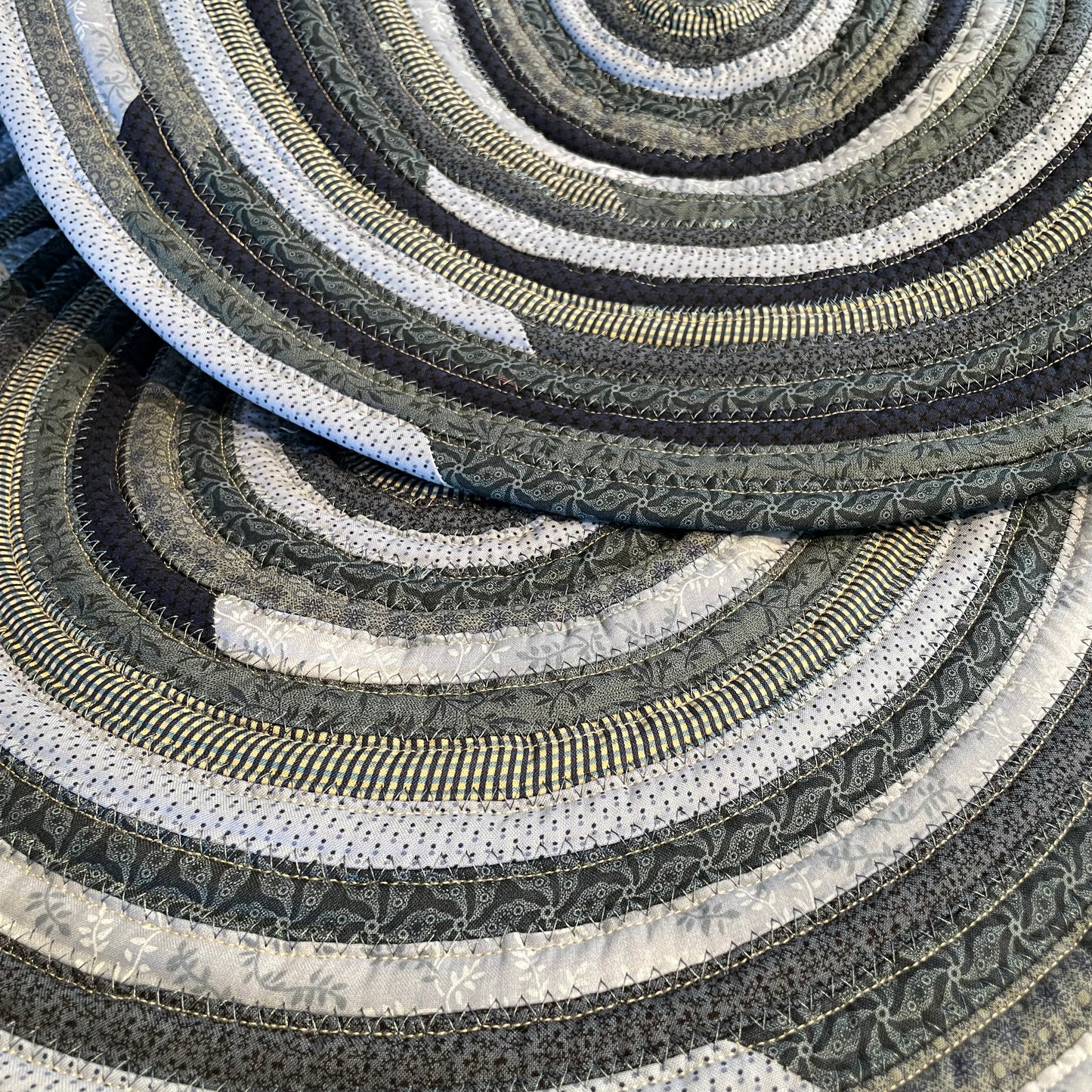 Navy Blue Farmhouse Kitchen Accent Rug - Handmade in Canada, Cotton Fabric, Washable